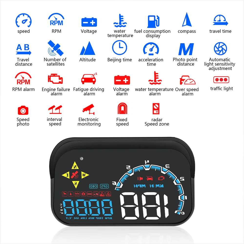 M20 HUD ڵ OBD2 + GPS   ÷ GPS  ӵ º ǻ  ˶ ׼ 100km 