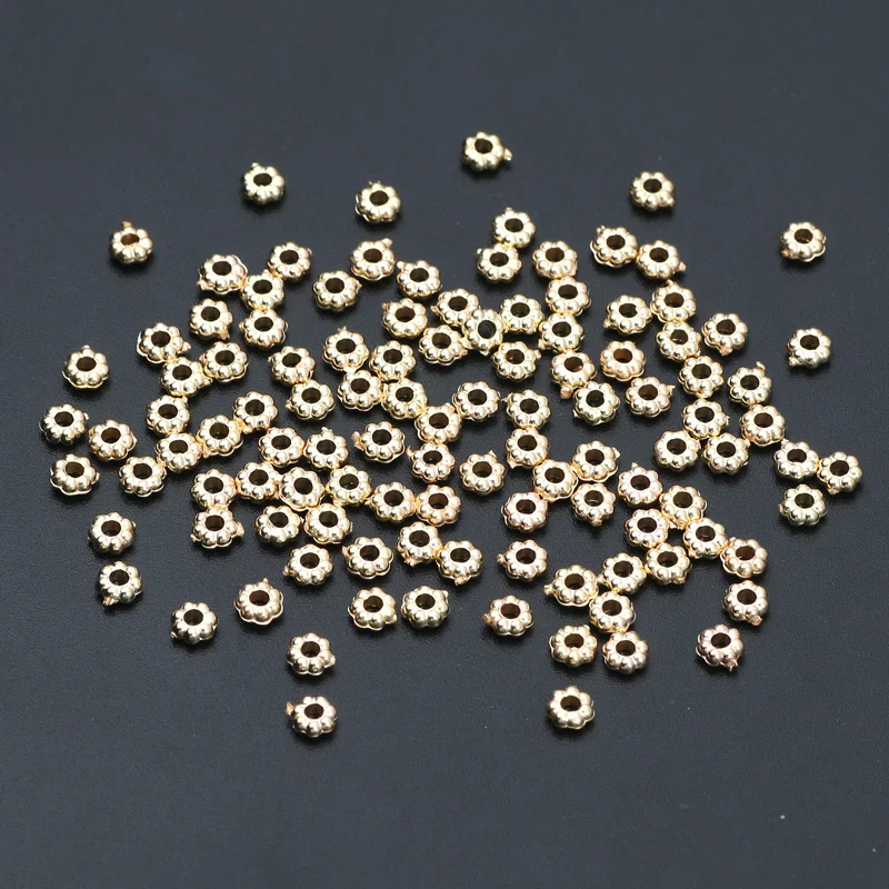 SOFPLATE 1 Boîte De 400 Perles D'Espacement En Strass De 6mm Perles D' Espacement En Vrac En Laiton Plaqué Argent De Qualité A Strass Ronds En Métal Perles En Vrac Pour La Fabrication