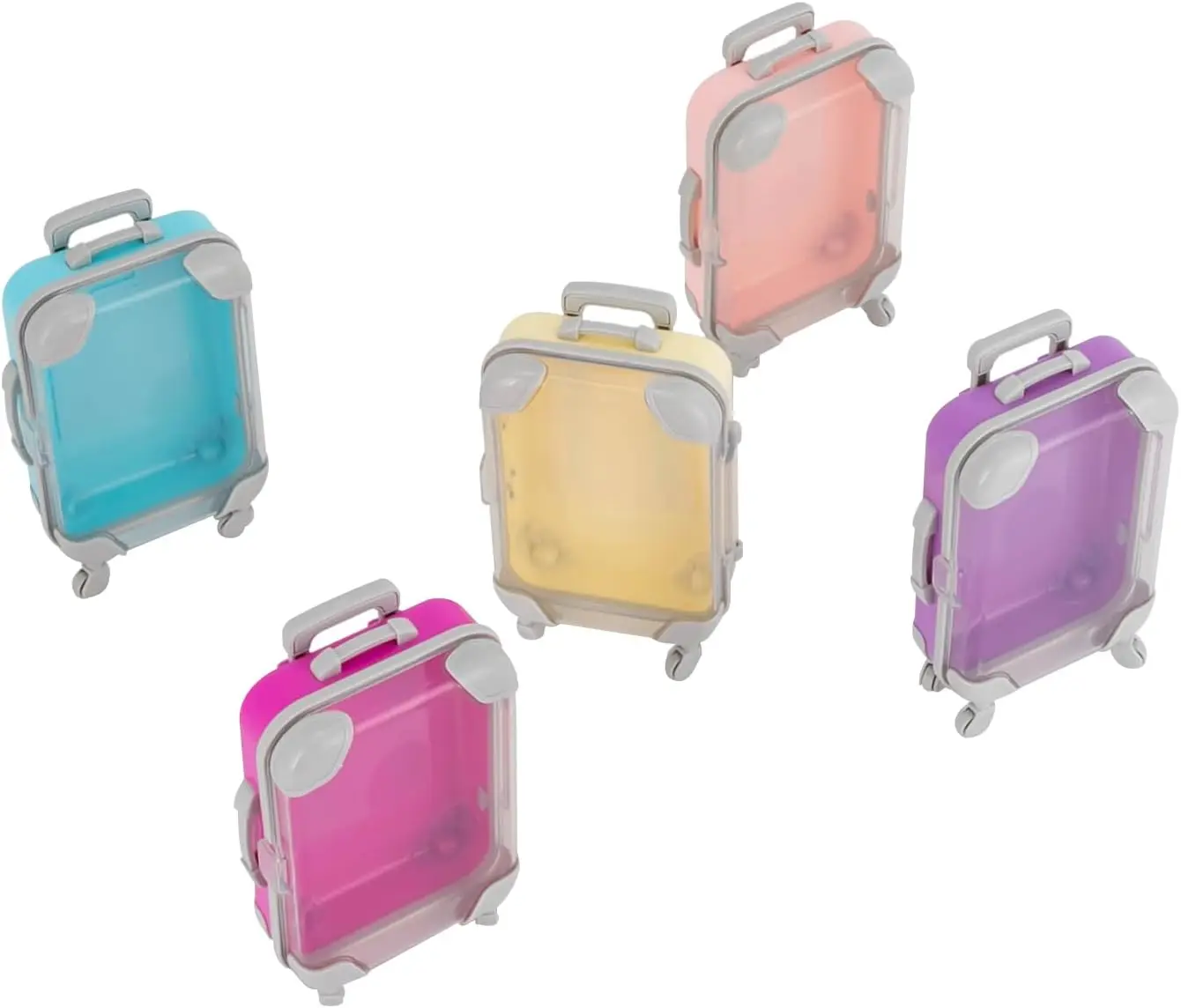 12 Stück Simulations-Trolley-Koffer in 5 Farben, Mini-Reisegepäck, Plastik-Süßigkeitenbox-Trolley für Geburtstagsfeiern, Hochzeiten, Familienurlaub – Detail 3