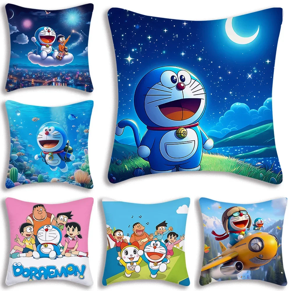 Anime For D-Doraemons Kawaii Pillow Covers Cartoon Sofa Decorative Home Double-sided Printing Short Plush Cute Cushion Cover