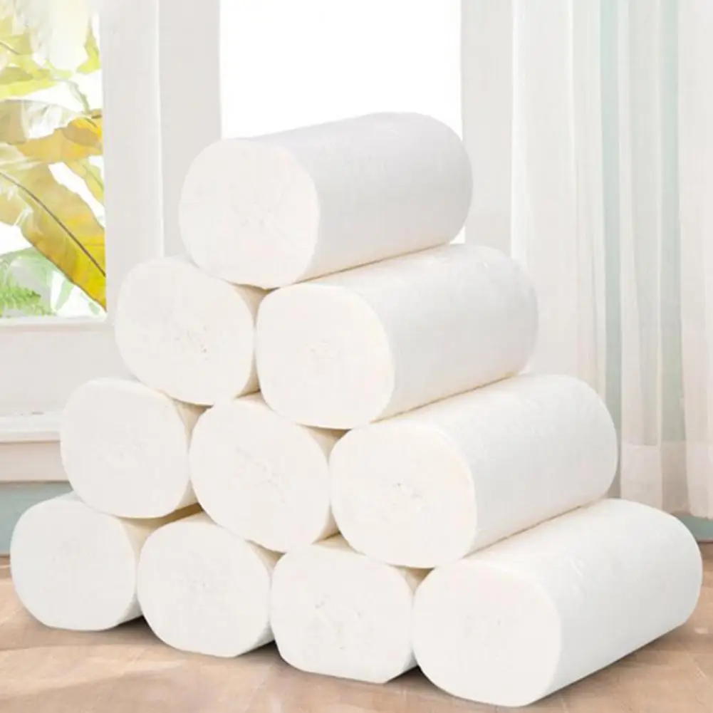 10 Rolls Convenient Roll Paper Strong Cleaning Thick Family Use Bathroom Tissue Kit