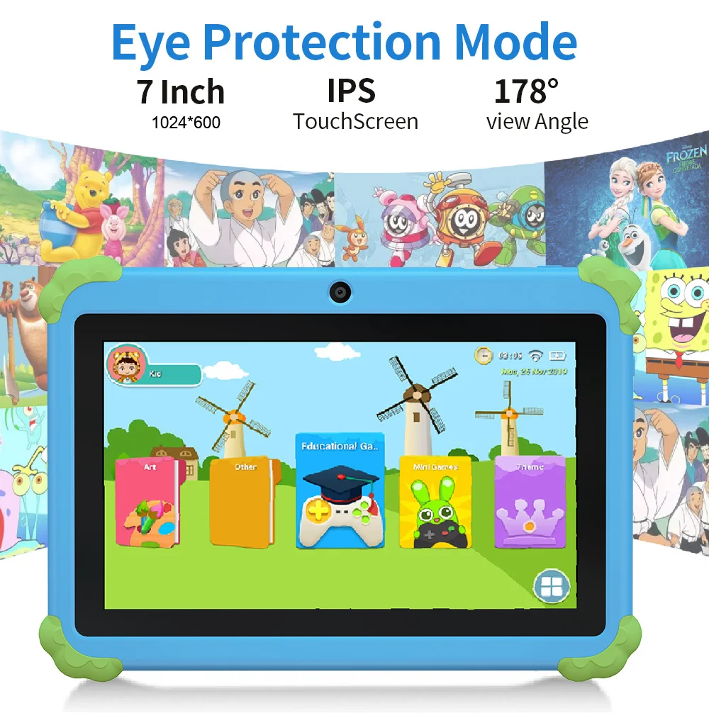 New 7.0-inch Kids Tablet Android 4GB RAM, 64GB ROM, 1TB expansion support for Google Bluetooth children's software, Android 9 4