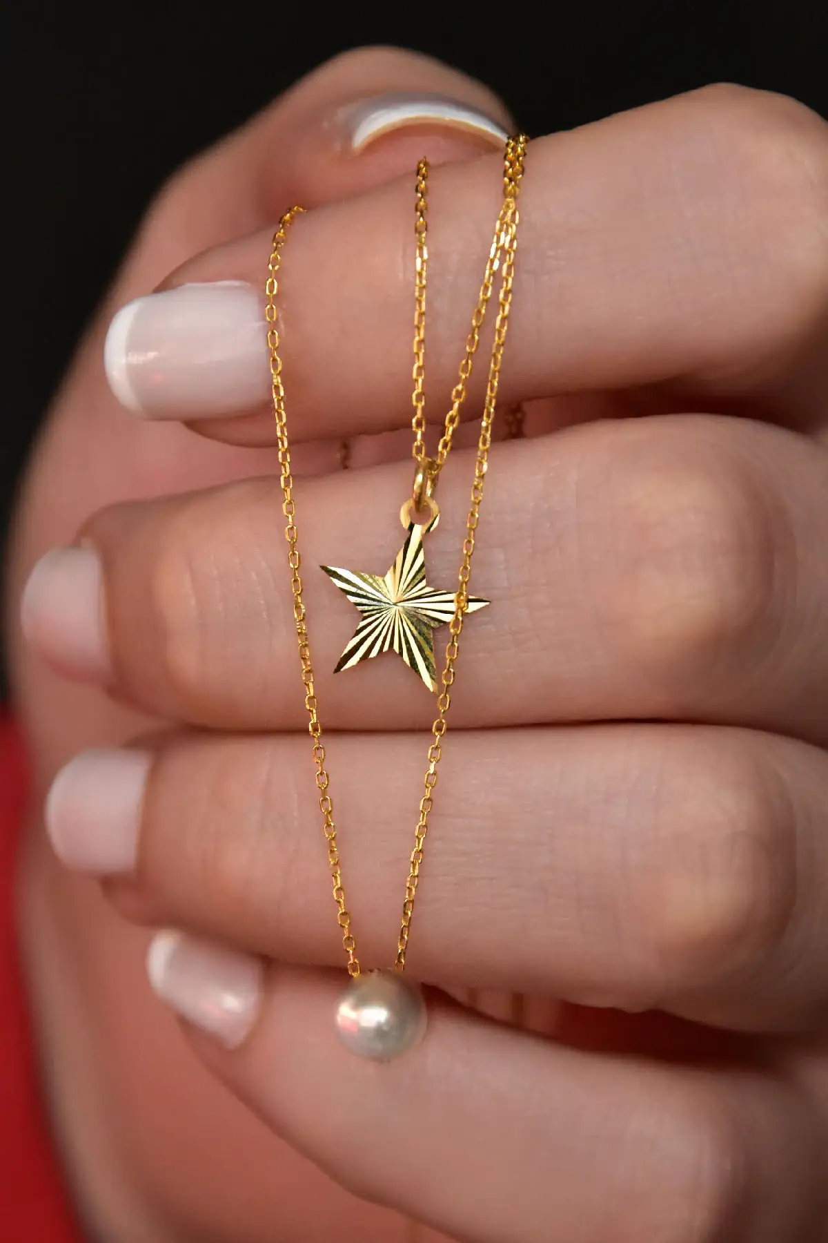 

Women's Gold Plated Crystal Cut Star And Pearl 925 Sterling Silver Necklace
