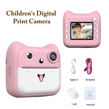 Fotocamera per Bambini con Stampa Istantanea, Videocamera Digitale HD 1080P, Schermo da 2,4 Pollici, Giocattolo per Bambini e Bambine dai 3 ai 12 Anni, Regalo di Natale e Compleanno
