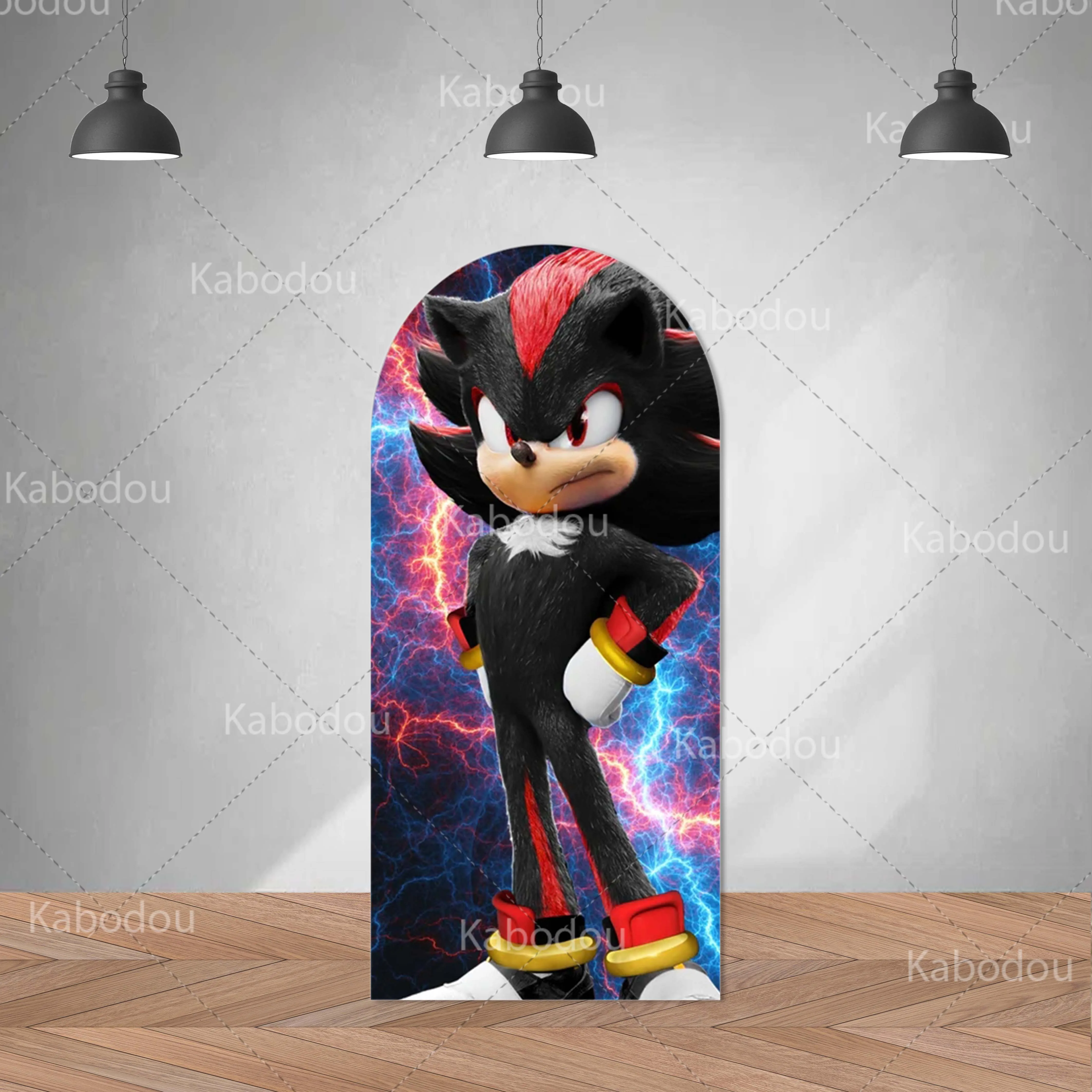 thumbnail image 1 of Arco de fondo de Sonic Hedgehog para fotografía, fondo de poliéster para decoración de fiestas de cumpleaños de niños, accesorios para fotomatón de baby shower, 1 of 4
