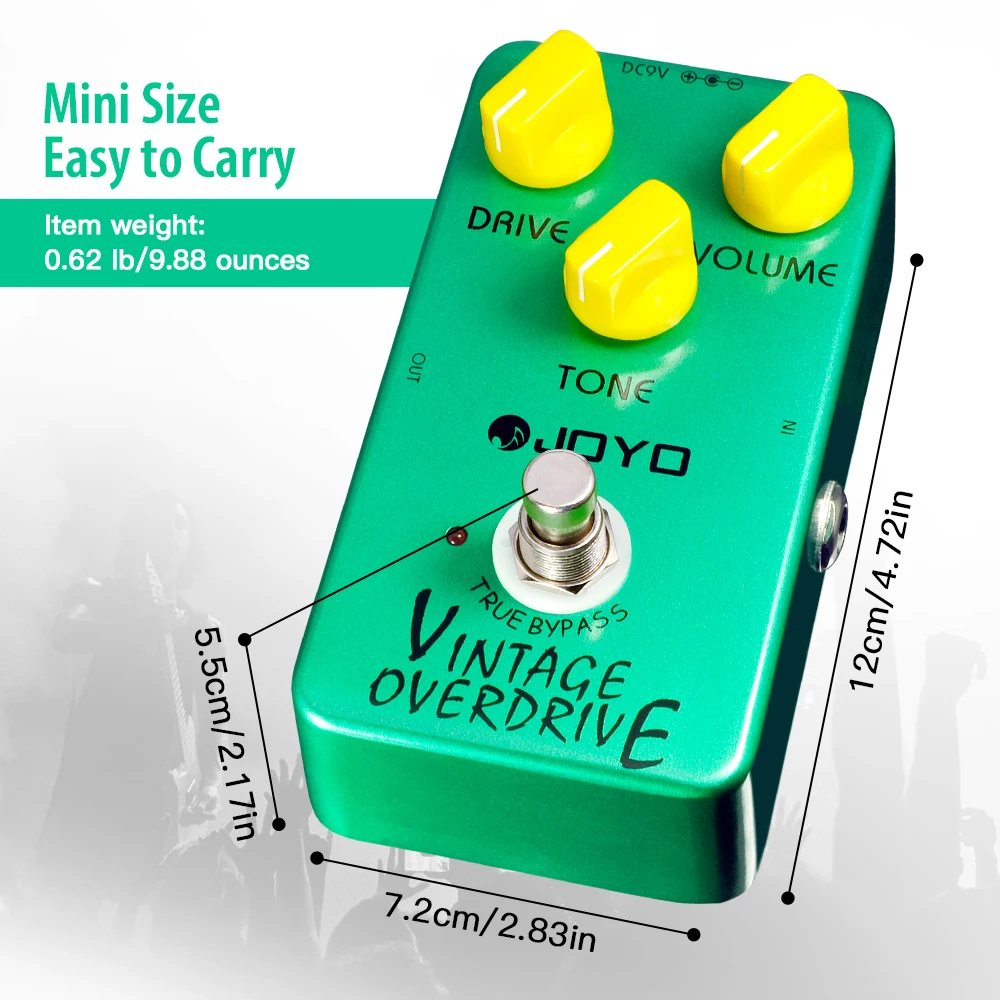JF-01 VINTAGE OVERDRIVE Guitar Pedal Classic TS808 Tone Overdrive Pedal for Elec