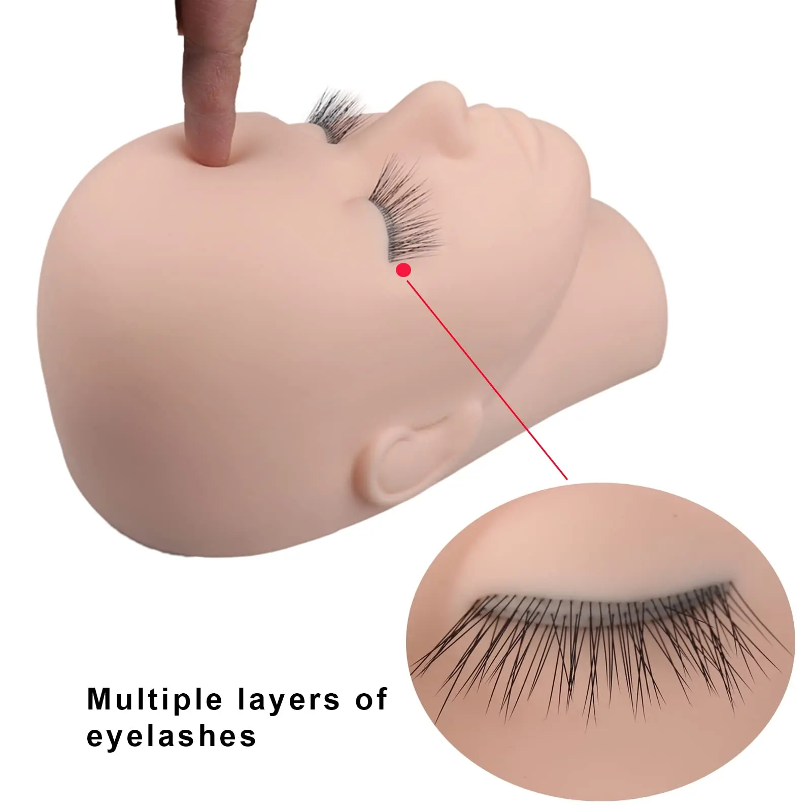 Fake Head Mould Mannequin Head Training Makeup Model Rubber Eye Facial Eyelash Eyelash Extension Makeup Practice Heads