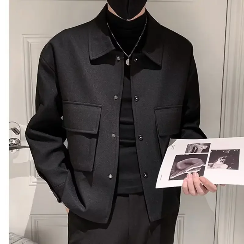Jackets Men Autumn Pockets Turn-down Collar Skinny Fashion Outwear Plus Size Streetwear New Arrival BF Clothing