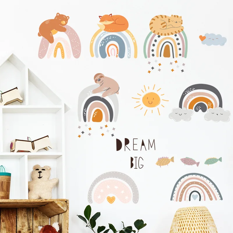 

LuanQI Cloud Animal Cartoon Wall Sticker Suitable For kids Room Living Room Decor Nursery Art Murals Waterproof Vinyl Wallpaper