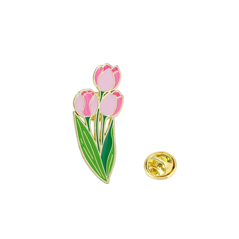 Metal Enamel Badge Pin Cartoon Plants Flowers Garden Style Clothing Bag Accessories Brooch Jewelry
