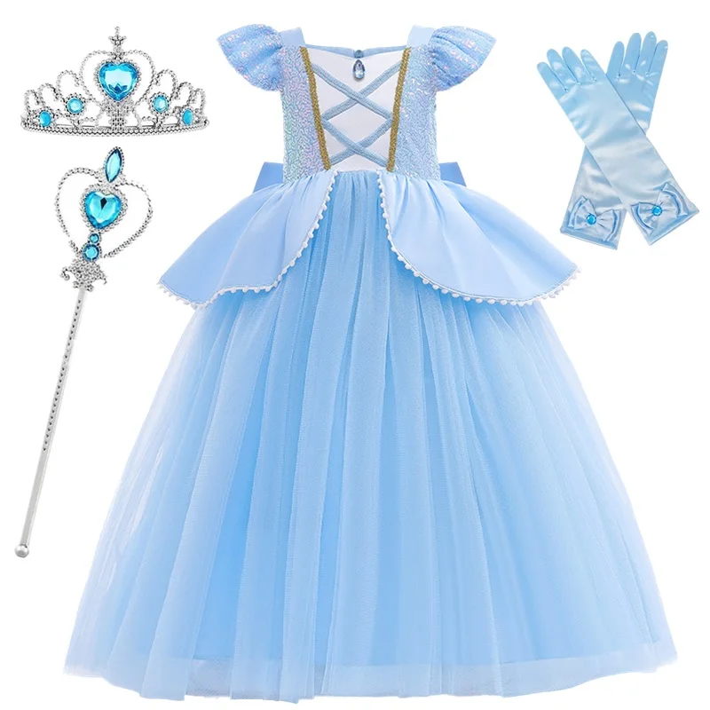Girls Dress Halloween Princess Dress for Girls Puff Sleeve Mesh Birthday Carnival Party Prom Gown Snow White Cosplay Costume Kids Clothes
