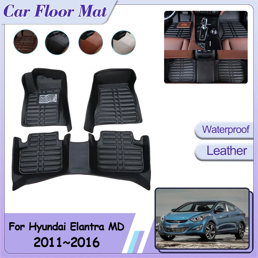 

Car Floor Mat for Hyundai Elantra MD UD Avante i35 2011~2016 Foot Parts Custom Leather Panel Liner Cover Rug Interior Accessorie