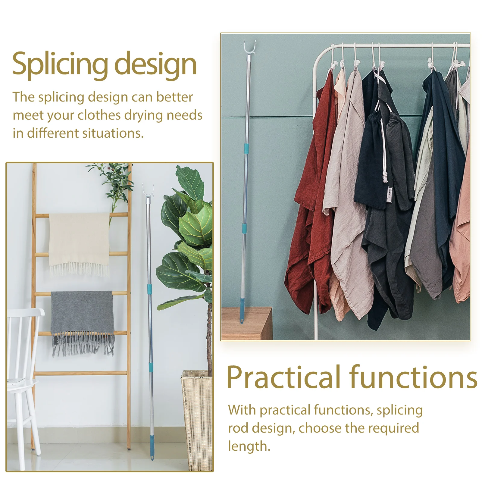 Clothes Reaching Rod Outdoor Clothes Hook Pole Home Clothes Picking Rod 6