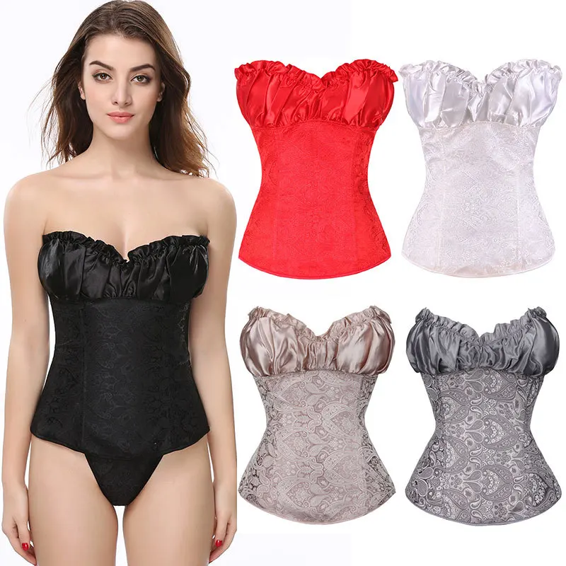 

Overbust Corset for Women Sexy Gothic Drawstring Jacquard Strapless Corsets Vest Vintage Corsets Party Club Dance Corsets Top