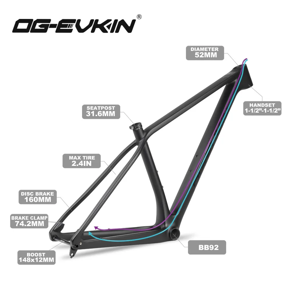 OG-EVKIN CF056 XC MTB Carbon Mountain Bike Frame 12X148