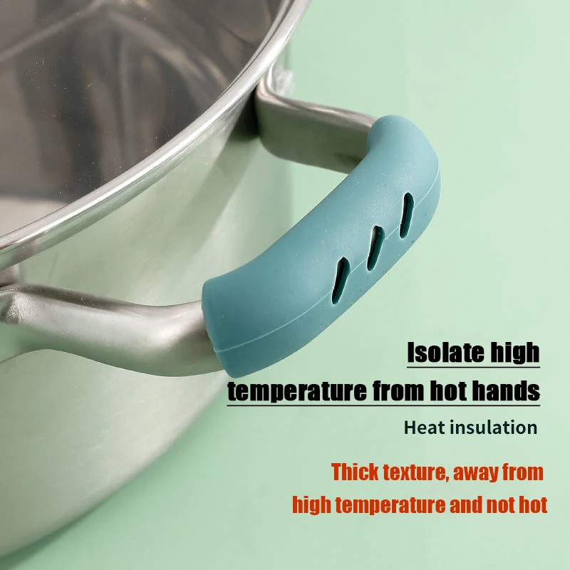Description Picture 6 of item2/4/8Pcs Silicone Pan Handle Cover Heat Insulation Covers Pot Non-slip Ear Clip Steamer Casserole Pan Handle Holder Kitchen Tool
