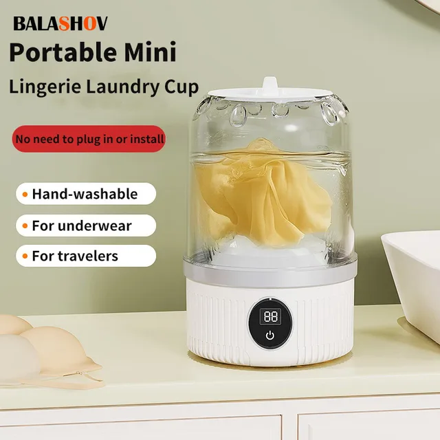 Wireless 1L Mini Washing Machine Portable Underwear Cleaner Socks Washing Machine Dehydratable Laundry Bucket 1
