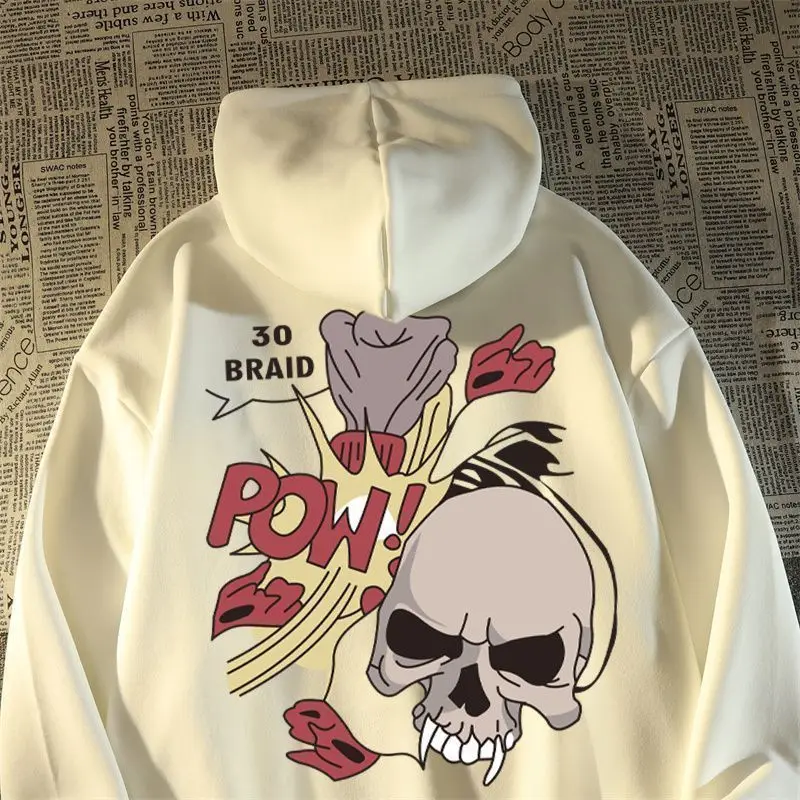 

American retro cotton personality gothic Men Hoodie fashion Y2K Loose and Simple Harajuku Oversized art street Hoodie Top