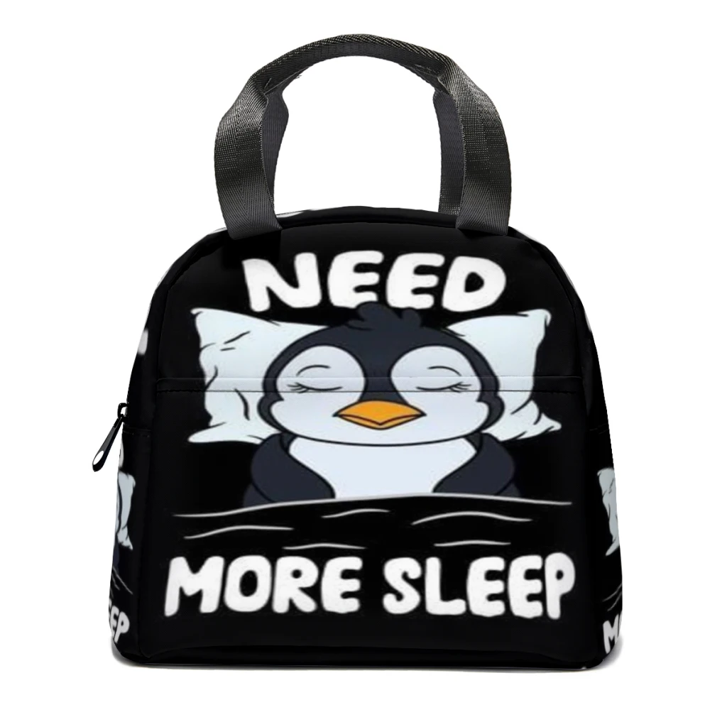 

Crazy-P-enguin-Cute-Cartoon Portable Lunch Bag Food Thermal Box Durable Cooler Lunchbox with Shoulder Strap Picnic Bag Office