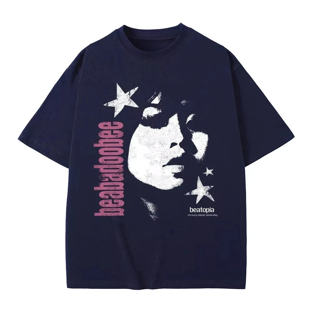 Casual Cotton Short Sleeve T-shirts Beabadoobee Face Print T-shirts Men Women Hip Hop Fashion Pop Music T Shirts Tops Streetwear 2