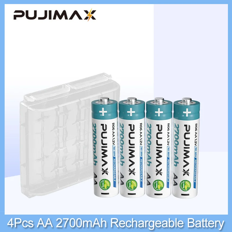 Pujimax 4pcs 1 2v rechargeable ni mh battery pack aa 2700mah large