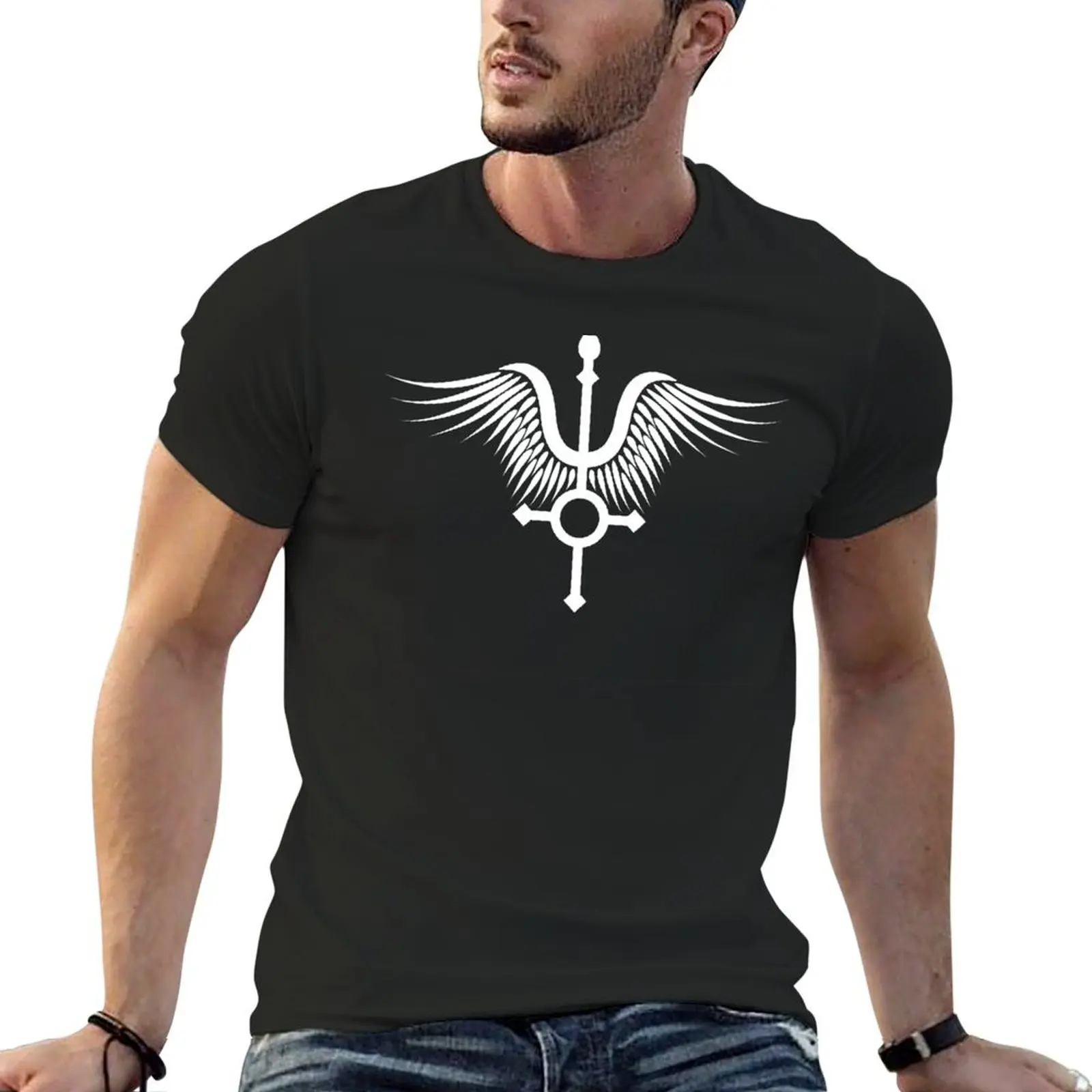 

Feather Cross (in white) T-Shirt customizeds summer clothes boys whites boys animal print mens white t shirts