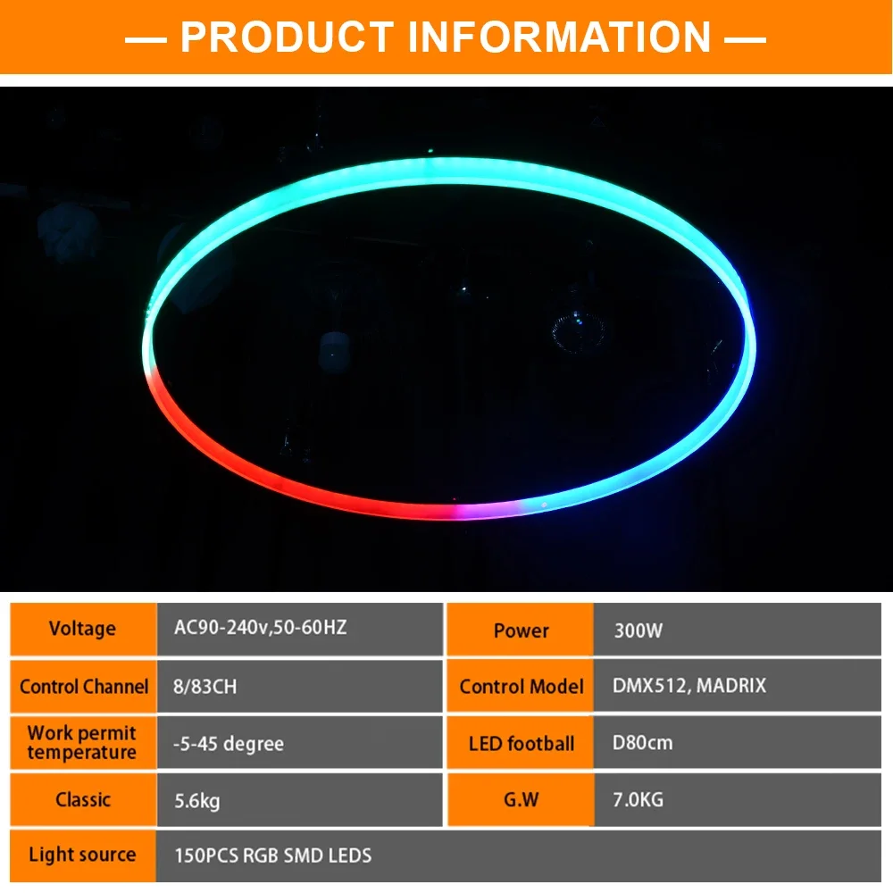 yyhcKinetic Ring Light Decorative LED Winch System 300W Laser Matrix Light Aluminum Body DMX512/DMX Control Mode