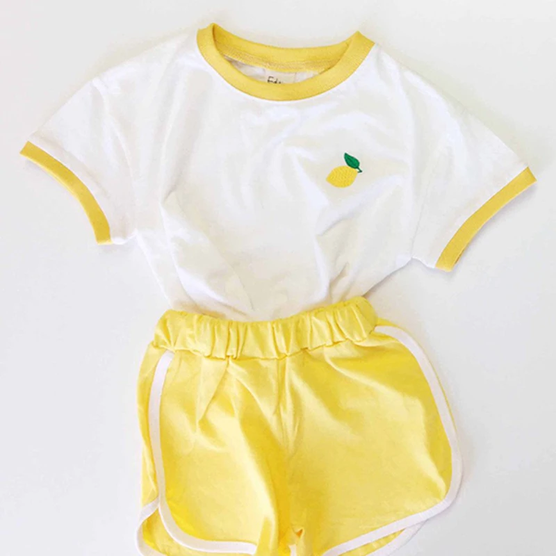 Children Baby Boy Girl Suit Summer Fruit Printing Short Sleeves Shirt+Shorts 2PCS Child Baby Set Clothes Cotton Soft Suit