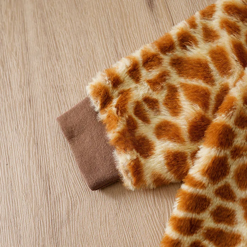 Tutina per neonato autunno e inverno Calore confortevole Giraffa Adorabile neonato per bambina 0-18 mesi Tuta per bambino con cappuccio morbida - immagine 5