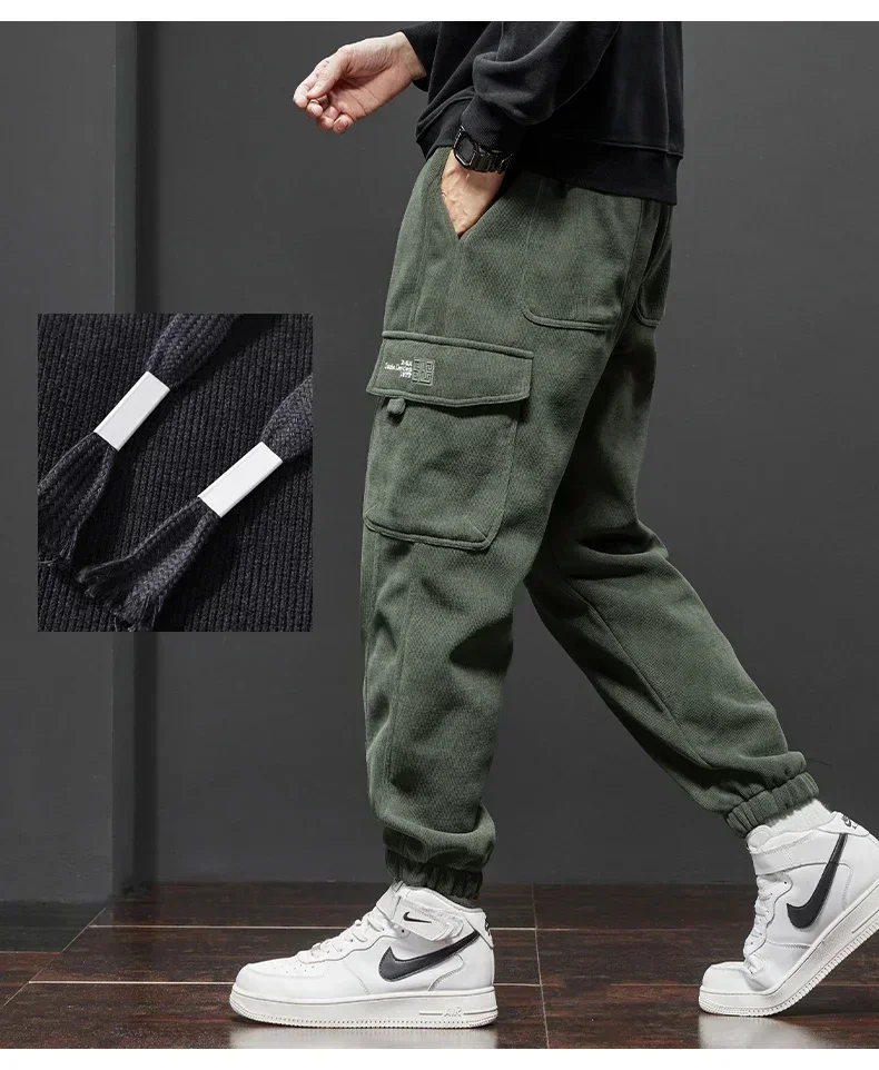 Frühling Herbst Neue Elastische Taille Casual Hosen Männer Stretch Gerade Kordelzug Harem Jogging Hosen Gebunden Füße Hosen Männlich – Detail 11