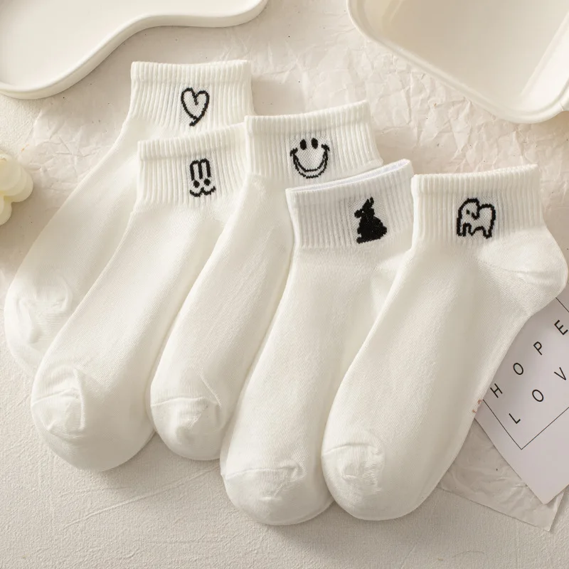

White Socks Female Thin Spring Summer Short Cartoon Sock Skate Students Ankle Cute Kawaii Lolita Socks For Girls Soks Women Gift