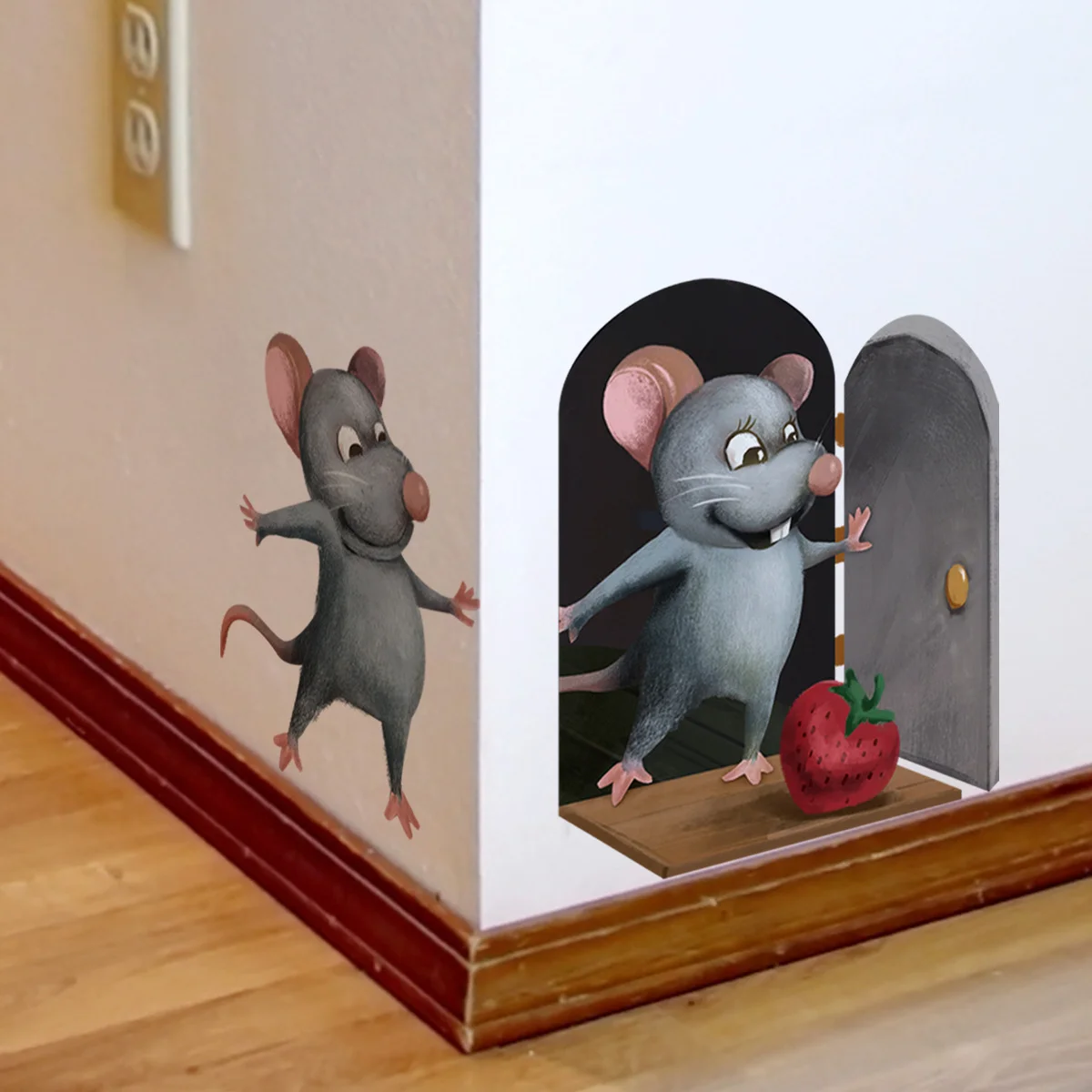 TwoFunnyRatsWallStickerForKidsRoomHomeDecorationRemovable