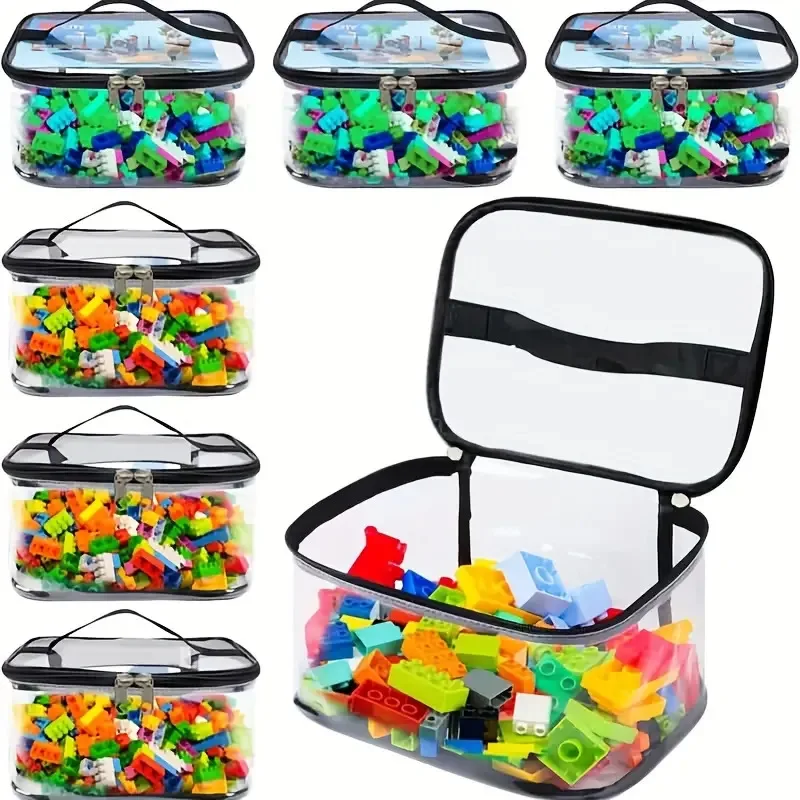 Toy Storage Bag Transparent Mesh Zipper Large Capacity Puzzle and Block Organizer