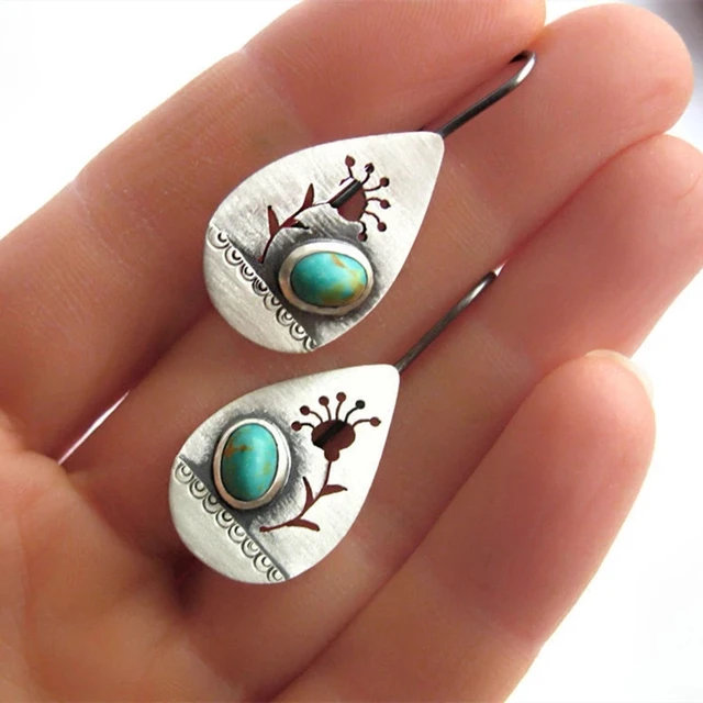 Trendy Women Earrings 4 Colors Delicate Gold Color Inlay Natural Stone Hook Dangle Earrings for Women Wedding Engagement Jewelry 008