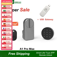 RAYKUBE A1 Pro Tuya BEL Smart Door Lock Set with Fobs/ Keypad/ Smart Key Tuya Remote Unlock Work with Alexa Google Assistant