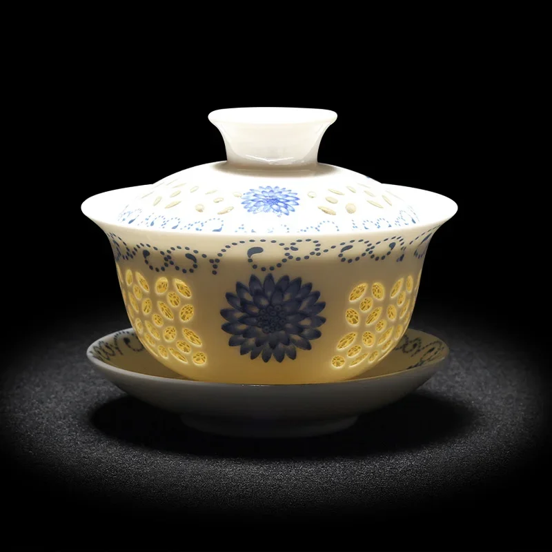 Chinese Hand Painted Kungfu Cup, Set, Dehua, White Porcelain, Gaiwan, Pot Set for Tea Travel, Fast High Quality Tureen