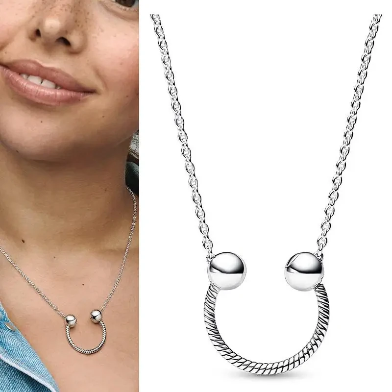 Original Logo Women's Necklace Pav é Dense Eternal Symbol Meteor Necklace% 925 Sterling Silver DIY Charm Jewelry Gift