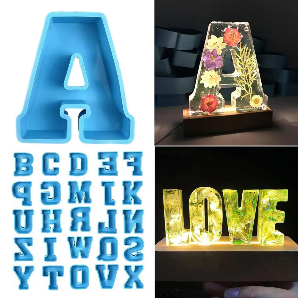 

6inch A to Z 3D Silicone Alphabet Mould 3D Letter Mold Epoxy English Letter Number Mould DIY Birthday Party Wedding Casting Mold