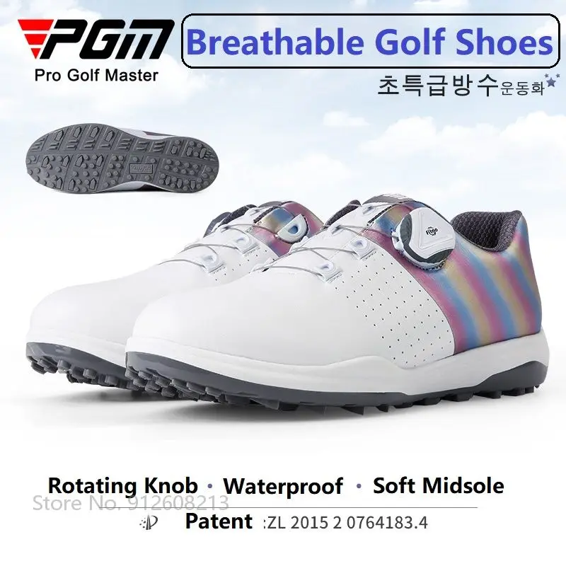 Pgm Women Waterproof Golf Shoes Breathable Ladies Sports Sneakers Quick