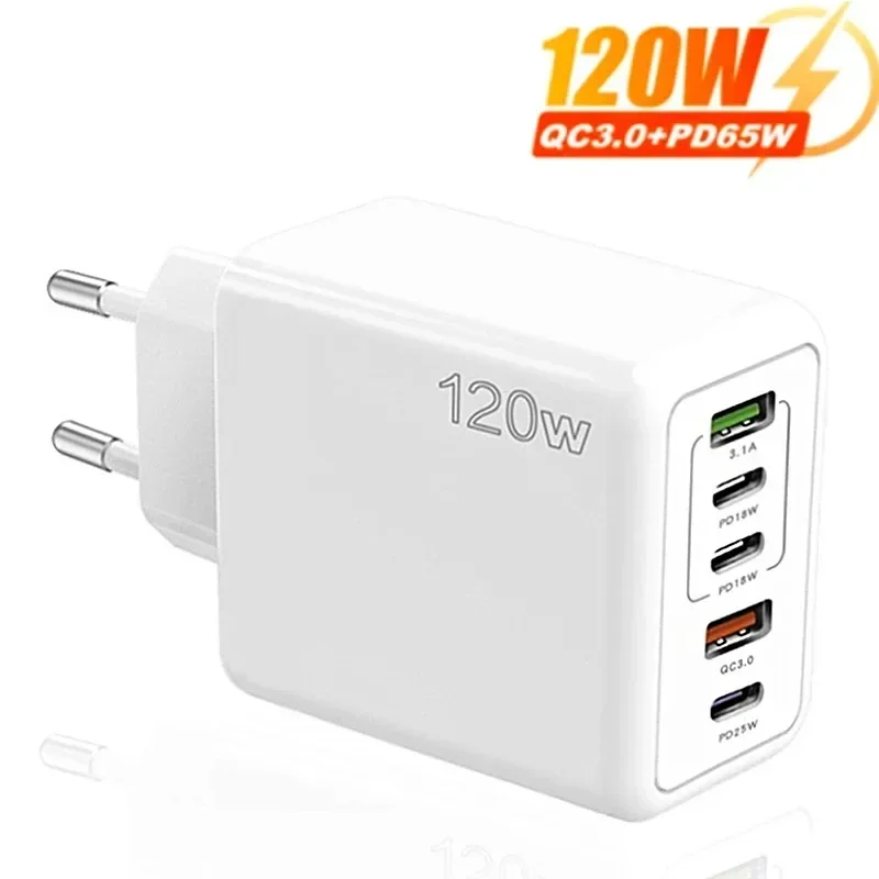 Multi-Port USB Fast Charger - Type-C Wall Adapter for iPhone Samsung Xiaomi Huawei