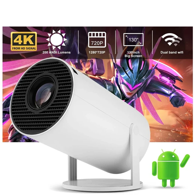 Proyector Hy300 4K Android 11 Wifi6 200 Ansi H713 Bt5.0 1080p 1280 720p  Inicio-Proyectores-Aliexpress