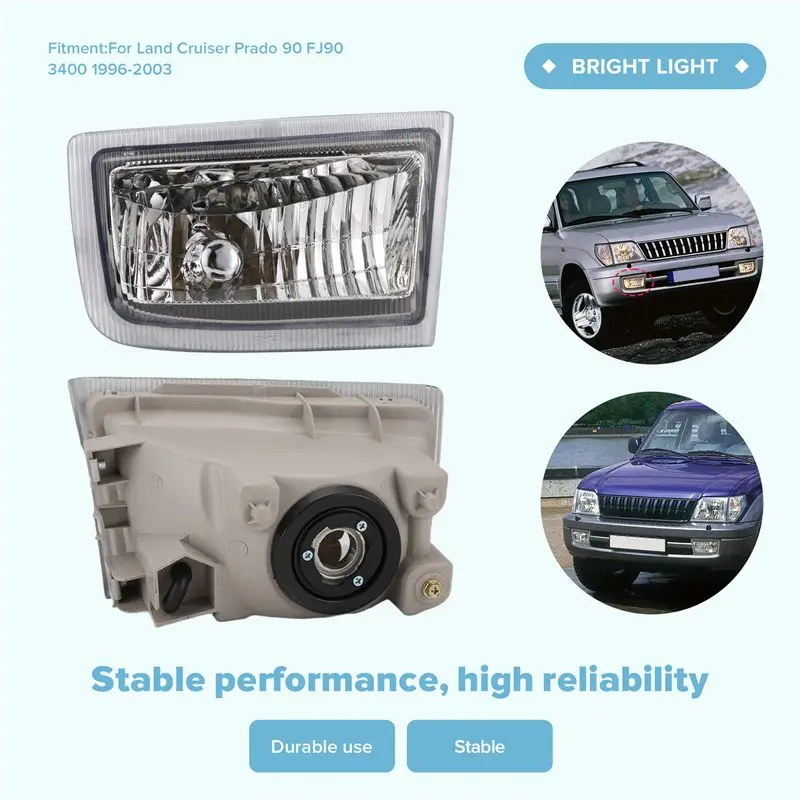 AT-Car 프론트 범퍼 안개등 어셈블리 전구 없음 토요타 랜드 크루저 프라도 90 FJ90 3400 1996-2003용