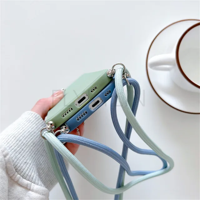Funda cuadrada de silicona para Xiaomi Mi, funda con correa de cordón para Xiaomi Mi 12 12X 11T POCO X4 Pro Redmi 10A 10C - Image 6