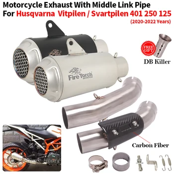 Slip On Motorcycle Exhaust Escape Modified Muffler With Mid Link Pipe For Husqvarna SVARTPILEN VITPILEN 401 125 250 2020 - 2022
