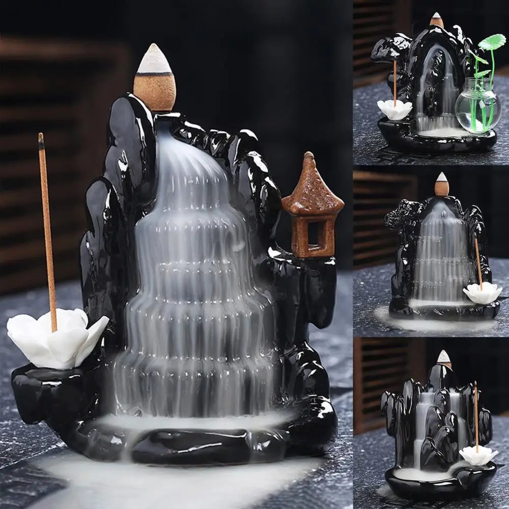 Waterfall Incense Burner Backflow Ceramic Incense Holder Incense