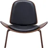 Leather shell recliner, Living room, Bedroom, Office, upholstered tripod side chair, Solid wood - Avalon (black) 6