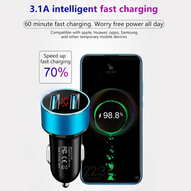 15.5w Car Charger Quick Charge Cigarette Lighter Adapter 2-ports Usb A Fast Charging  Phone Charger For Iphone Xiaomi Samsung - Cigarette Lighter - AliExpress