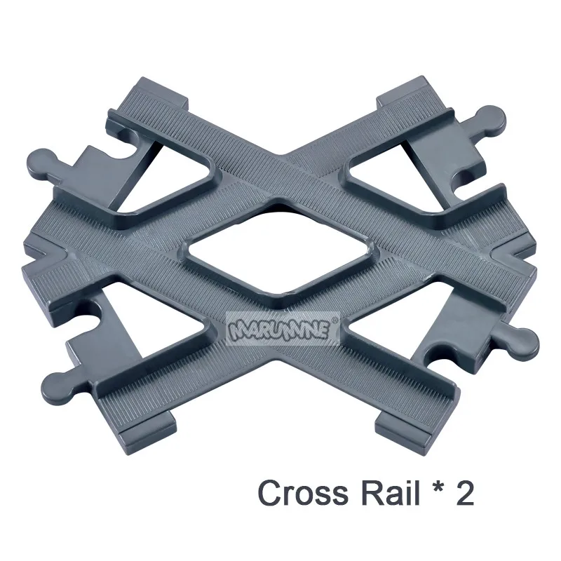 8PCS Block Train Track Set with Railway Switch and Crossover Parts - Big Size Building Bricks Accessories
