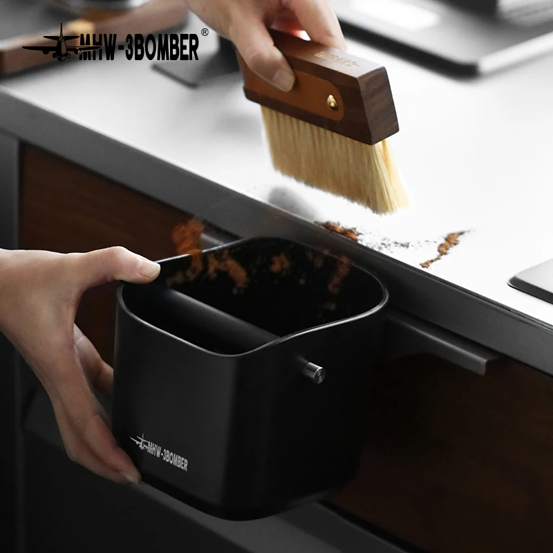 Knock Box Per Caffè Espresso In Legno Di Acacia: Silenziosa E Pratica Con Base Antiscivolo, Accessorio Bar Per Macchina Espresso