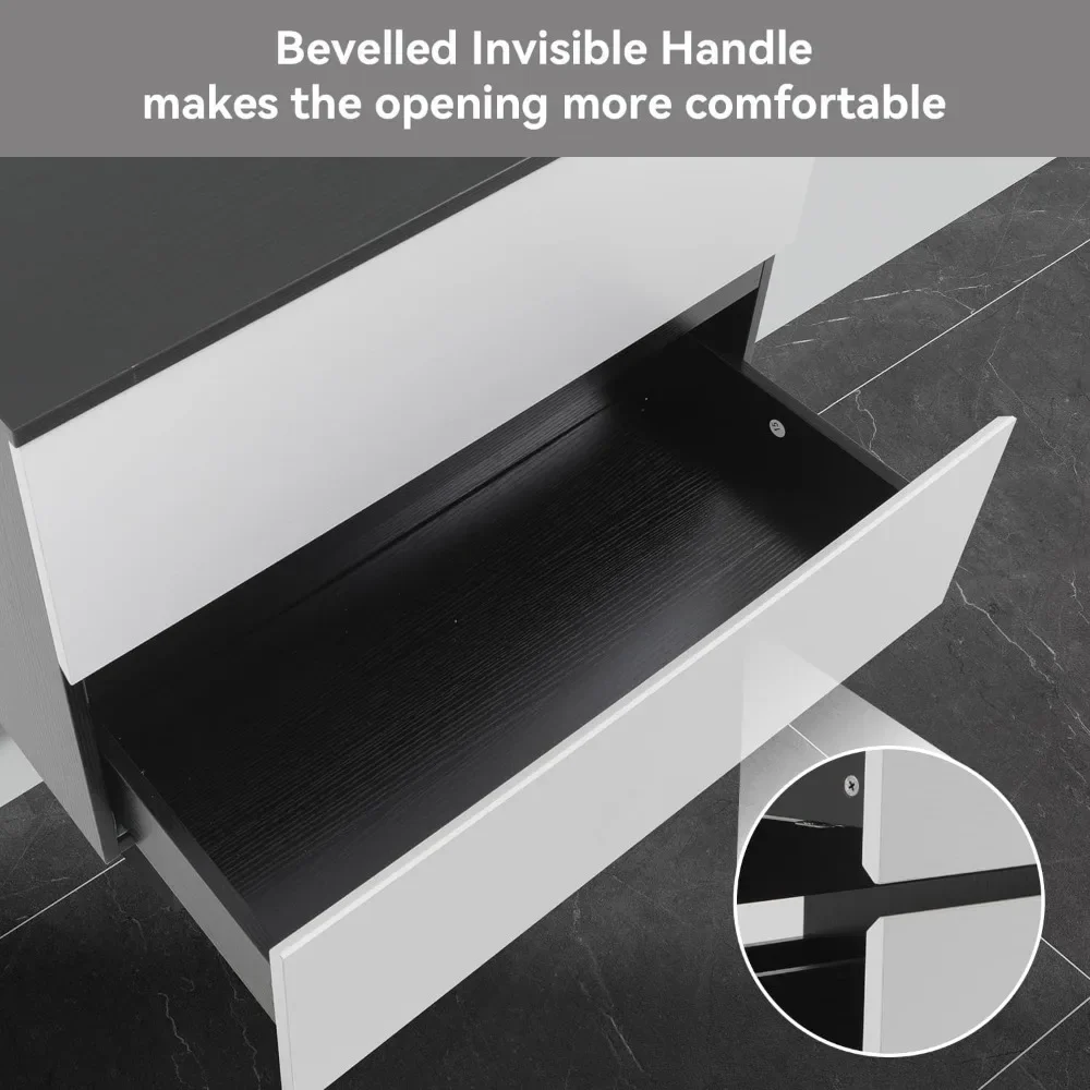 Bathroom Vanity, and Wall Mounted Bathroom Vanity, Modern Stylish Floating Cabinet with Silver Leaf Glass Sink 3